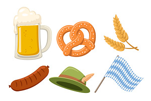 Set of beer glass, pretzel, ears of, a Food Illustration by innakreativ