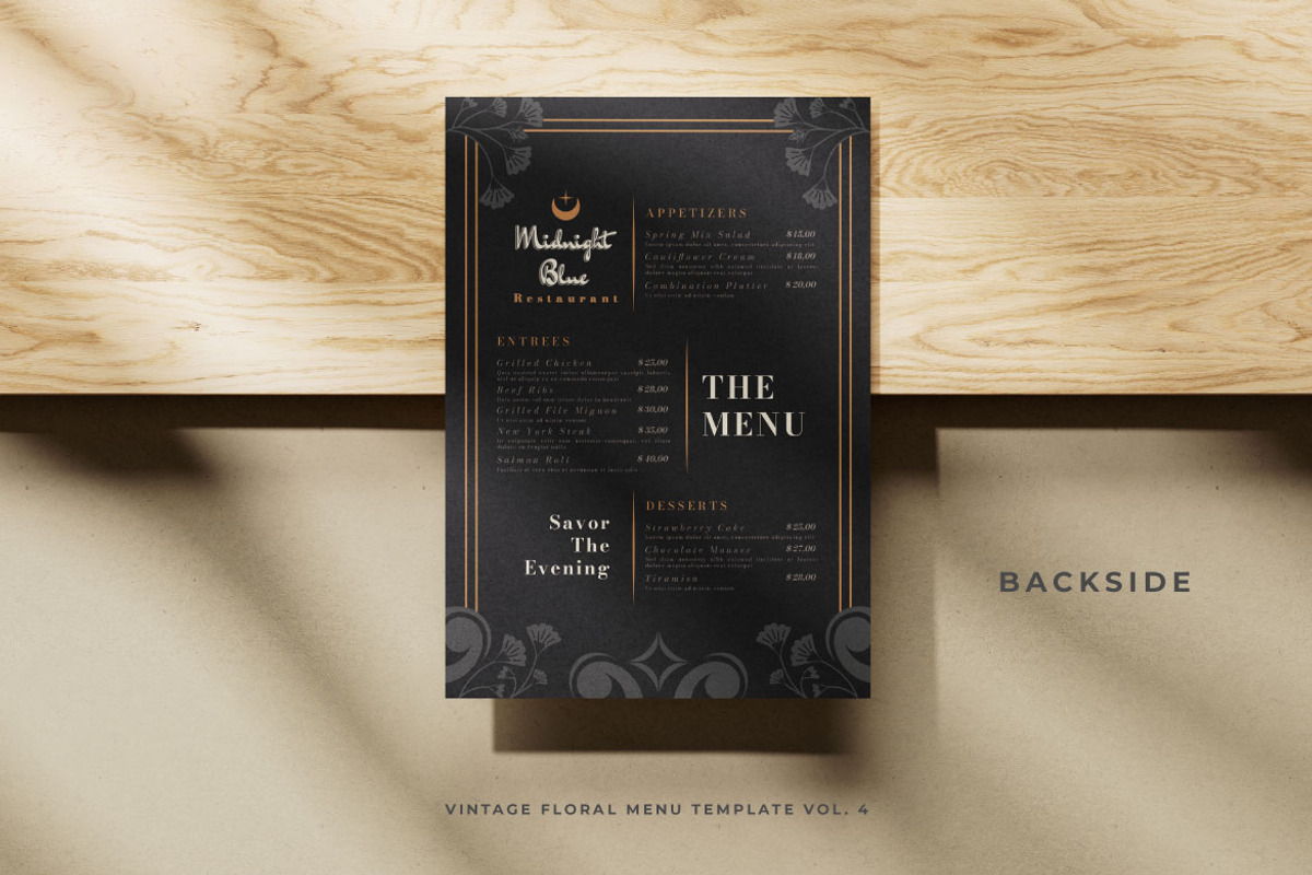 Vintage Floral Menu Vol.4, a Brochure Template by Bewalrus Studio (Photo 3 of 5)