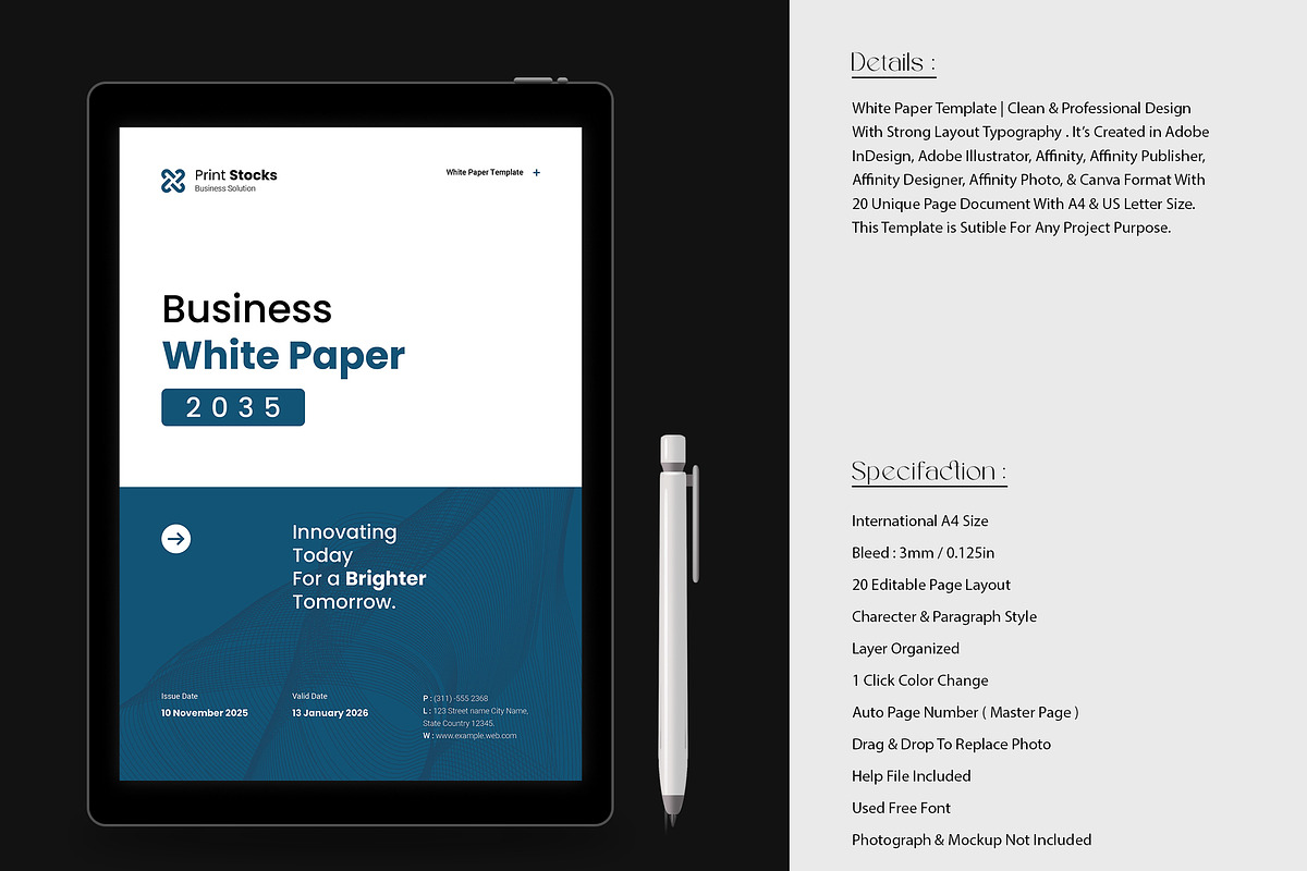 Business White Paper Template, a Brochure Template by Spark_Creative (Photo 3 of 11)
