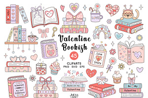 Valentine Bookish Clipart