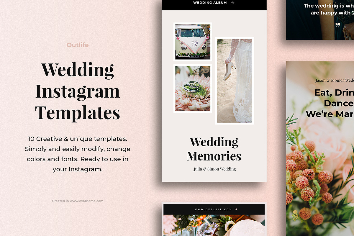 Outlife Wedding Instagram Templates, a Social Media Template by Creatoly (Photo 1 of 3)