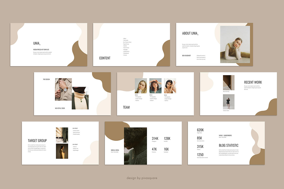 UNIA Media Kit Google Slide Template, a Presentation Template by PixaSquare