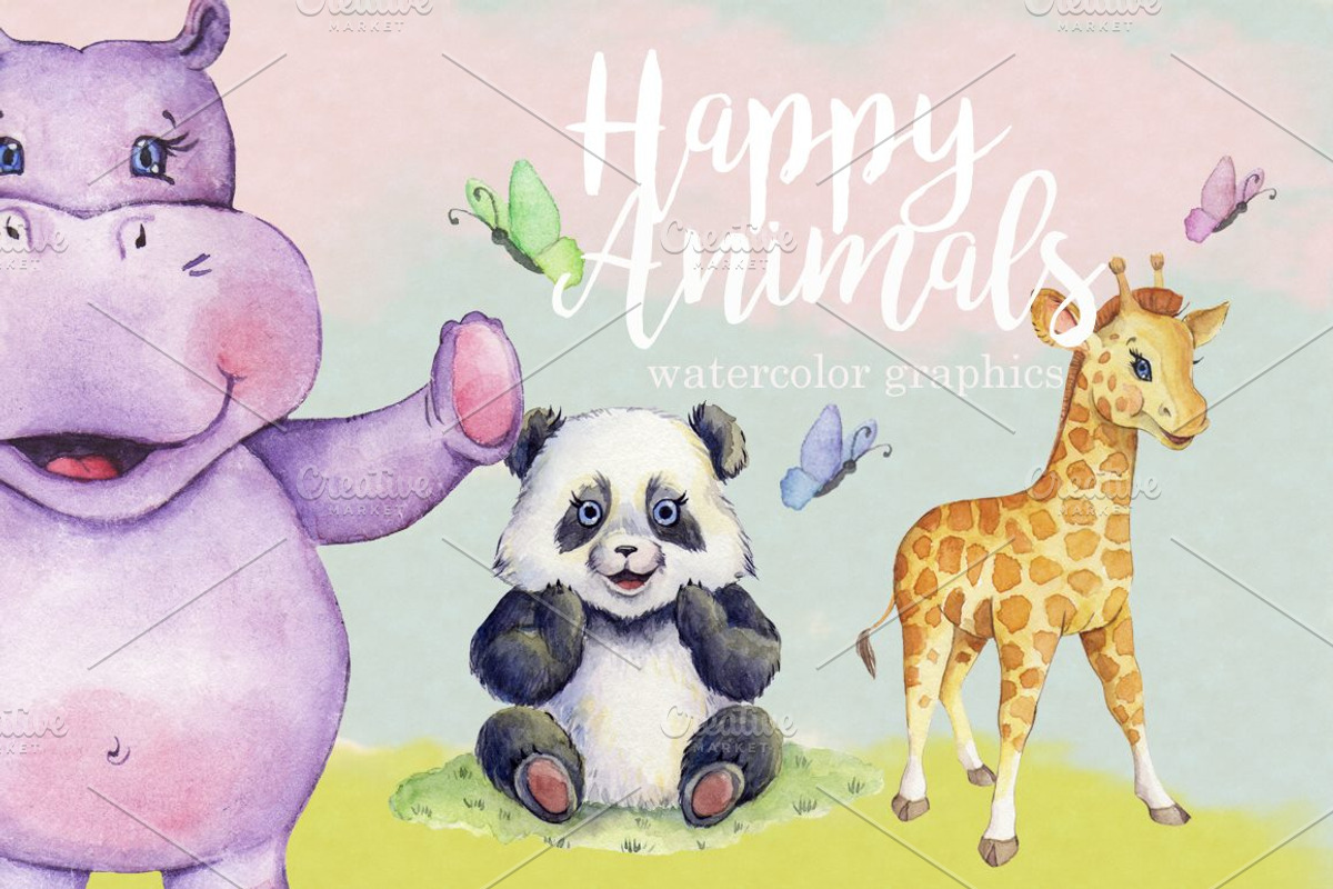 Happy Animals Clipart Images, an Animal Illustration by Whimseez (Photo 2 of 4)