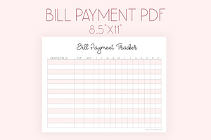 Bill Tracker Printable Letter Size