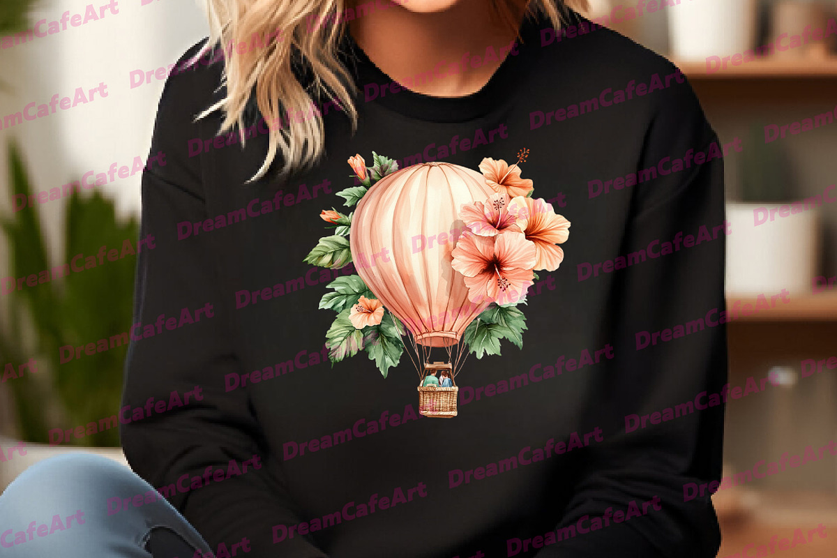 Floral Hot Air Balloons Clipart, an Illustration by DreamCafeArt (Photo 6 of 7)