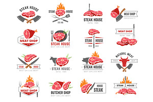 Steak badges. Meat house logo design, a Graphic by Onyx