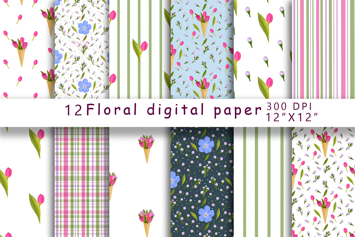 Floral Patterns Floral Digital Paper, a Pattern Graphic by TetianaArt (Photo 1 of 5)