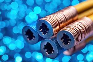 Closeup of copper coils with blue ac, a Background Photo by Pixeness Studio