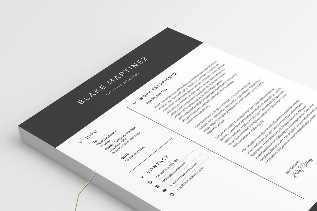 Clean Resume/CV Template, a Resume Template by Creatune (Photo 3 of 3)