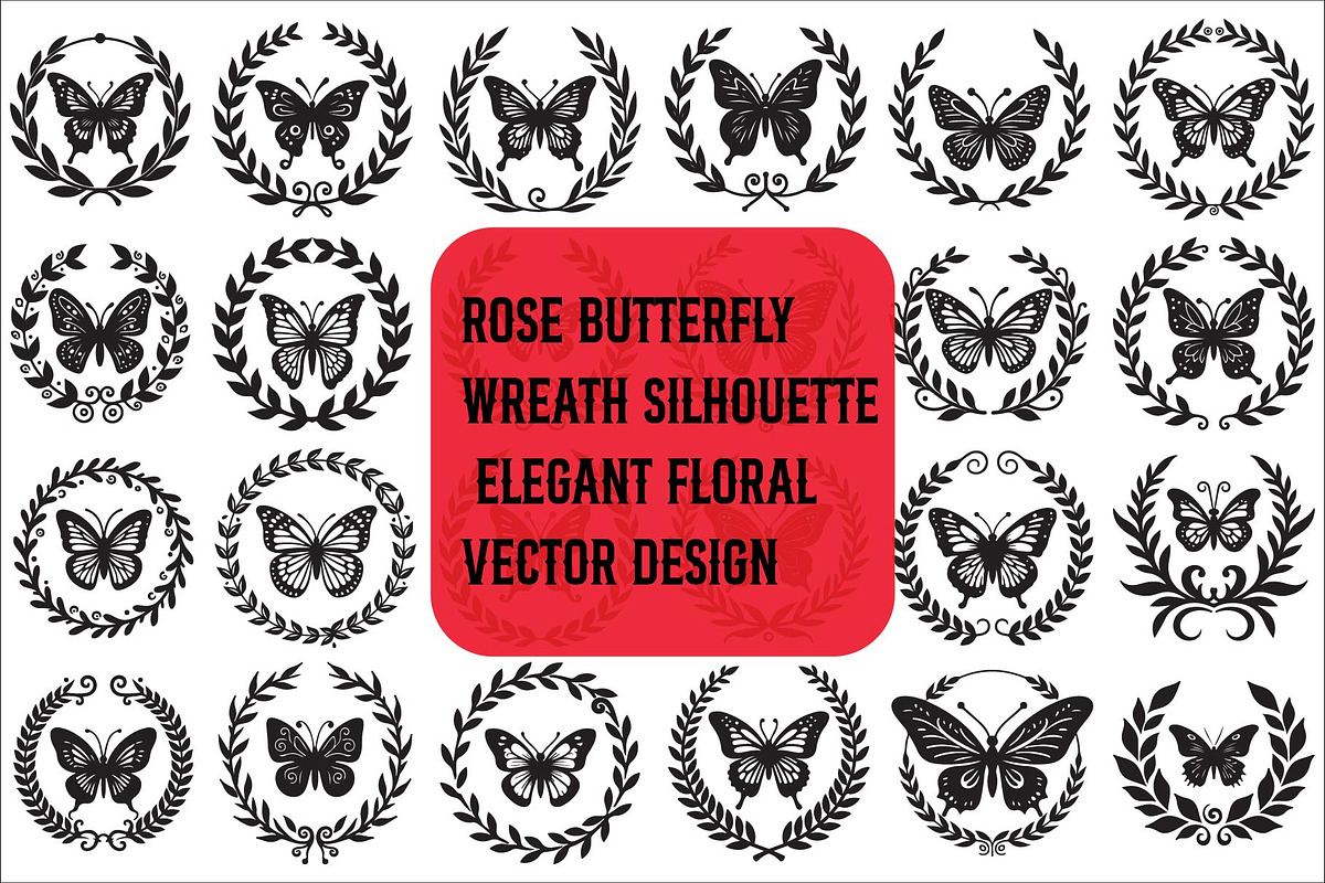 Rose Butterfly Wreath Silhouette —, an Illustration by Amazin_art (Photo 1 of 25)