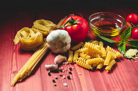 Tasty appetizing italian spaghetti pasta ingredients for kitchen, a Food & Drink Photo by Ministocker