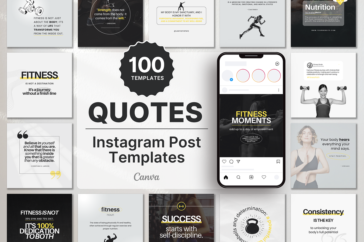 Fitness Quote Instagram Templates, a Social Media Template by DigiPax (Photo 1 of 11)