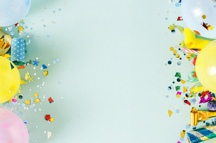 Flat lay decoration party containing birthday, celebrate, and celebratory