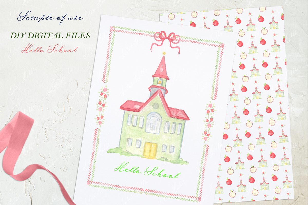 Hello School Vintage DIY Watercolor, a Graphic by LABFcreations (Photo 3 of 4)