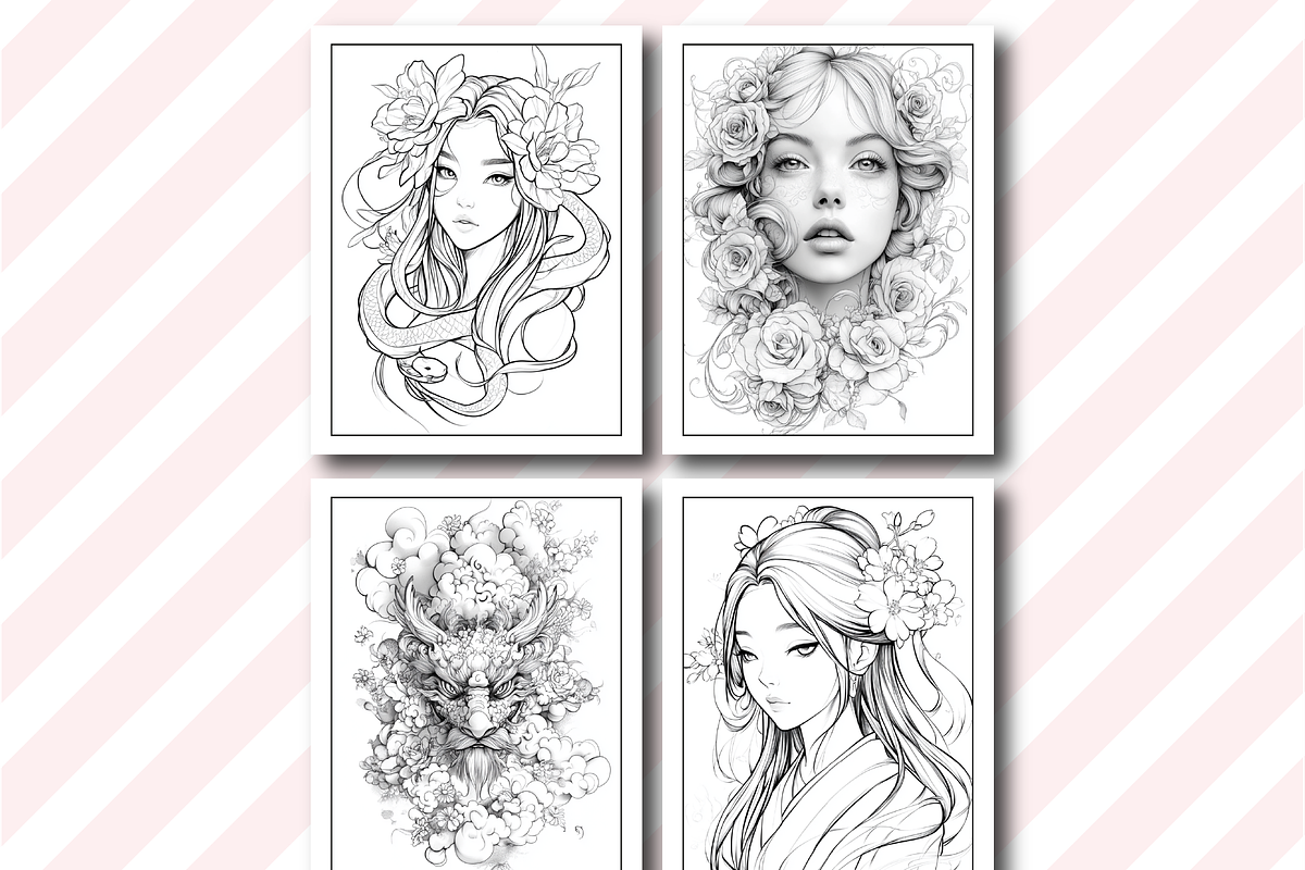 Japanese Tattoo Coloring Book, an Object Illustration by Design Home (Photo 4 of 5)