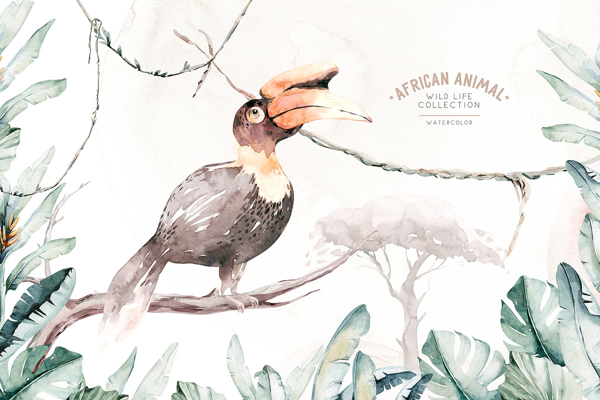 African animals watercolor set, an Animal Illustration by Peace ART (Photo 6 of 24)