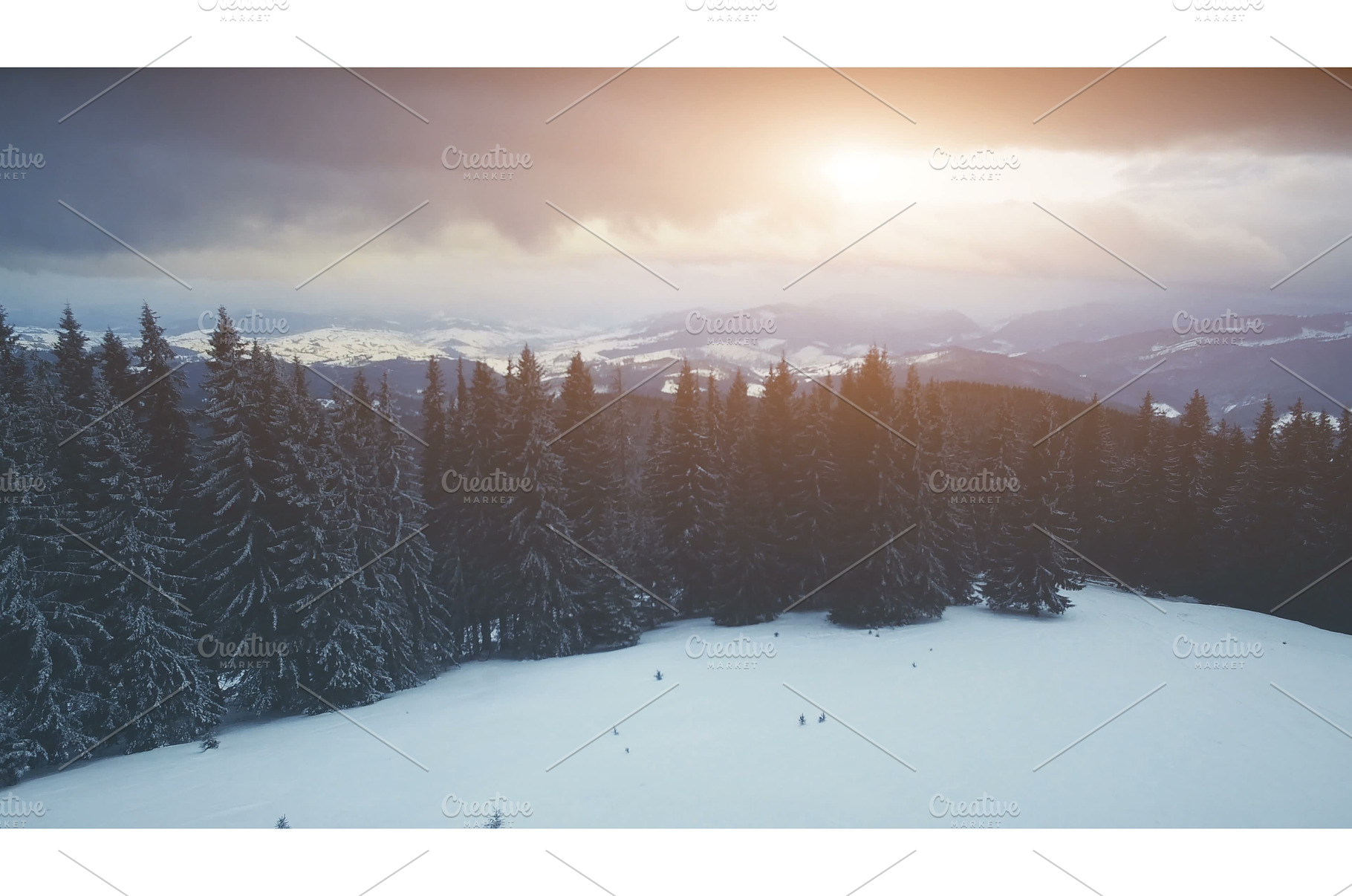 Winter mountains, sunset time. Ski, a Sports & Recreation Photo by Goinyk