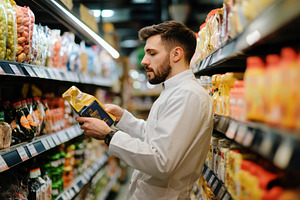 A manager daily supermarket tasks, a Photo by Pavel_design