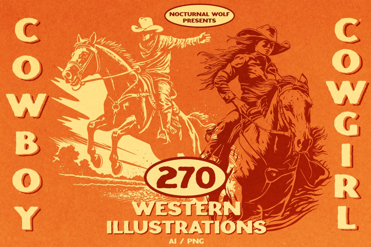 Western Cowboy and Cowgirl, an Illustration by Nocturnal Wolf (Photo 1 of 16)