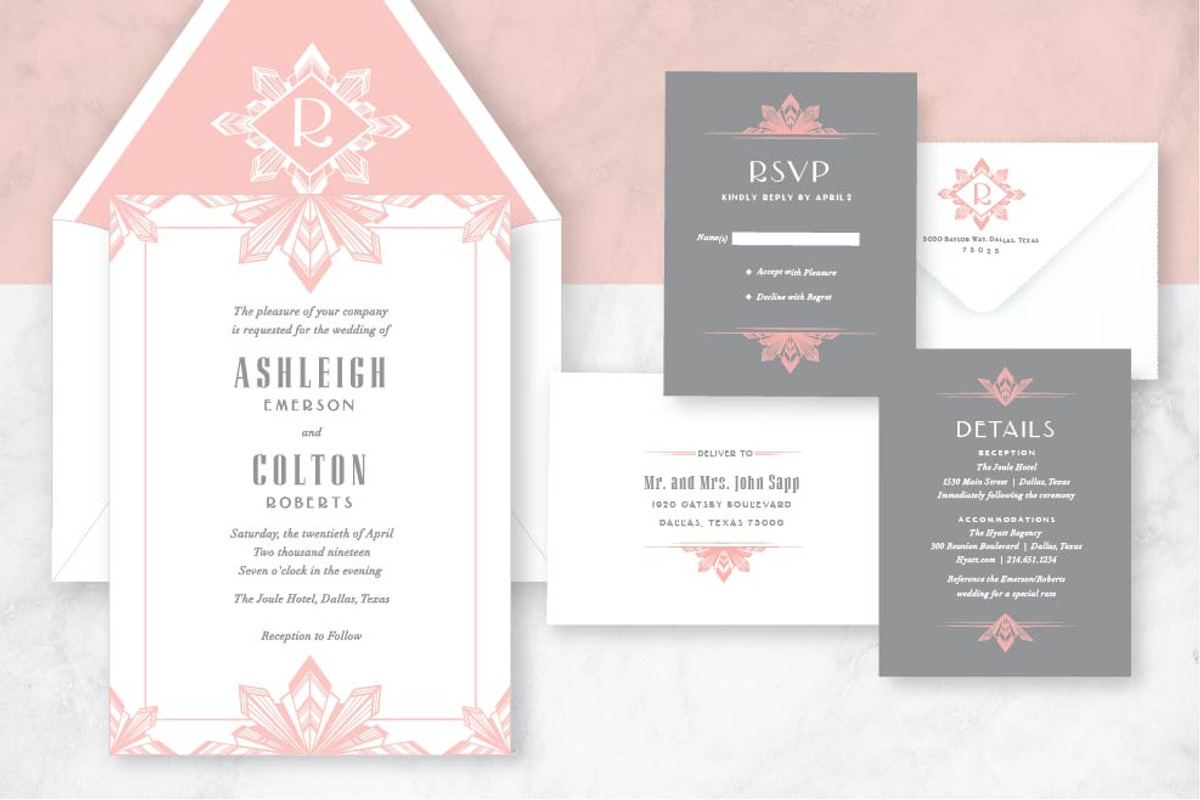 Modern Meets Art Deco Invite Suite, an Invitation Template by StoryBird Design (Photo 5 of 6)
