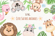 Cute Safari Jungle Animals Clipart, an Animal Illustration by ekossa_art (Thumbnail 1 of 7)