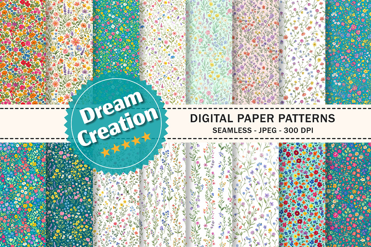 Seamless Ditsy Floral Pattern, a Texture Graphic by Dream Creation (Photo 1 of 6)