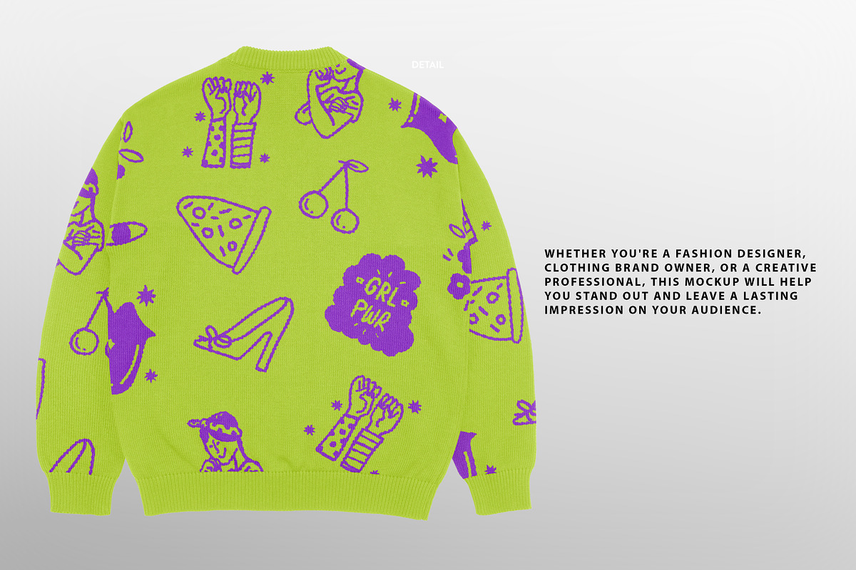 Realistic Knitted Crewneck Mockup 2, an Apparel Mockup by Uncentrifuged Pressure (Photo 7 of 12)