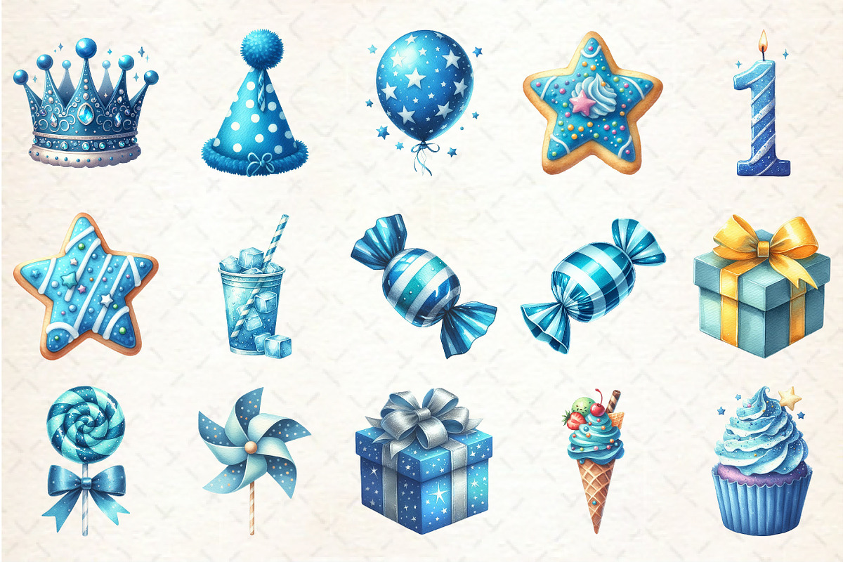 Kids Bright Blue Birthday Clipart, an Illustration by Rose Art (Photo 2 of 8)