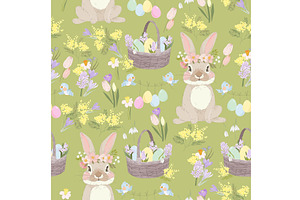 Seamless Pattern with Easter Bunny, an Illustration by Maria Starus