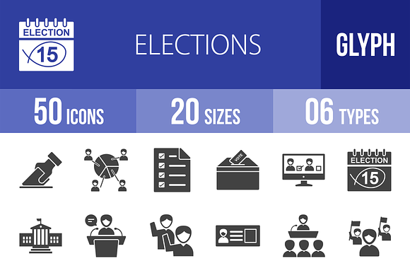 50 Elections Glyph Icons