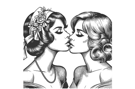 Romantic Vintage Illustration of Two, a Person Illustration by AlexArt