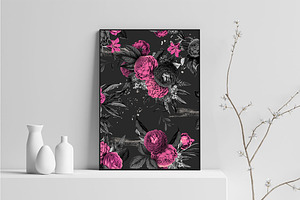 Black And Pink Flowers