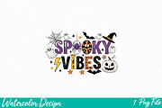 Spooky Vibes PNG, Halloween png, an Illustration by Watercolor design (Thumbnail 1 of 3)