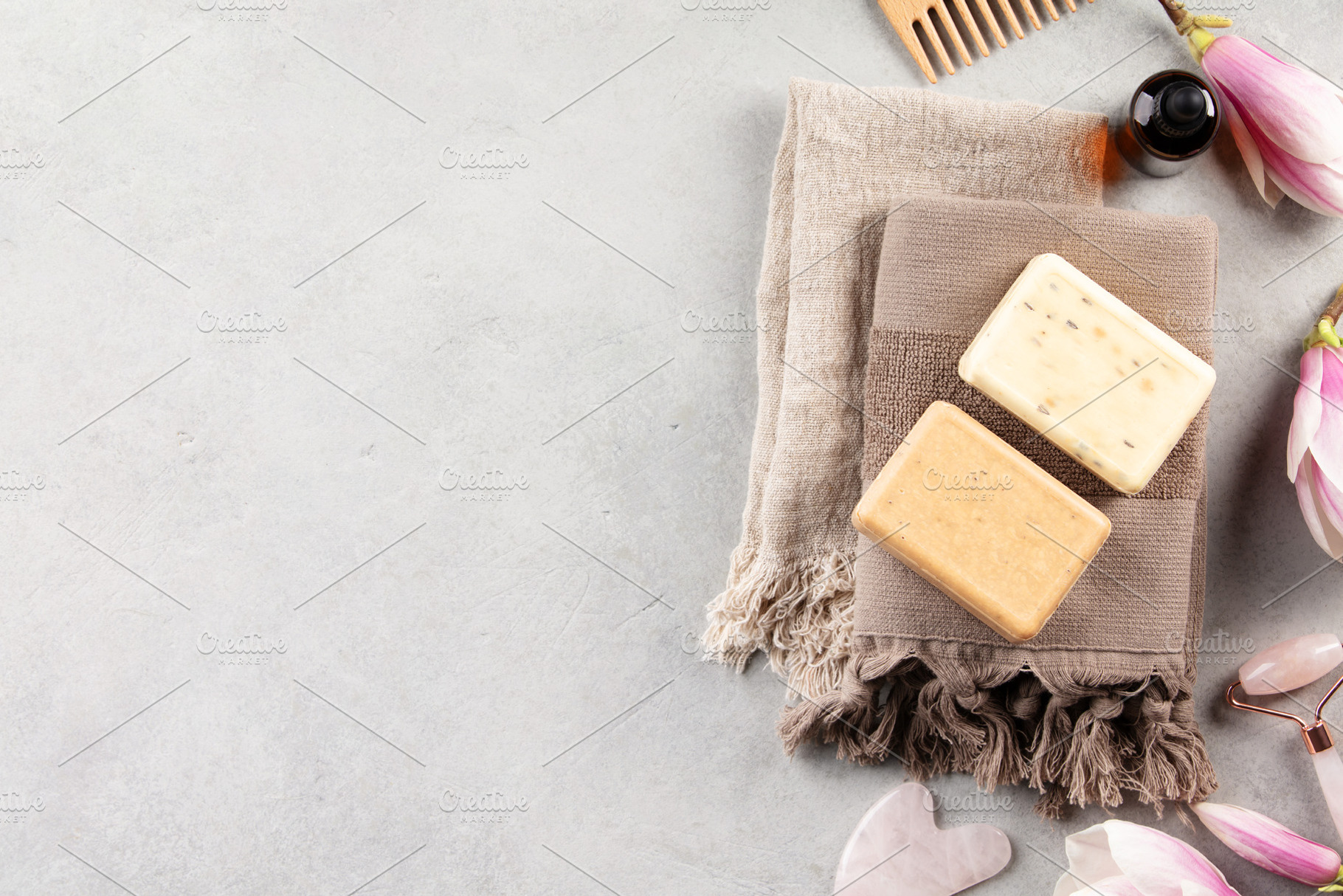 Natural Hair Care Set with Wooden Comb and Essential Oil, a Health & Medical Photo by Natalia Klenova's Shop