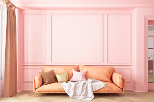 Classic pink interior with sofa
