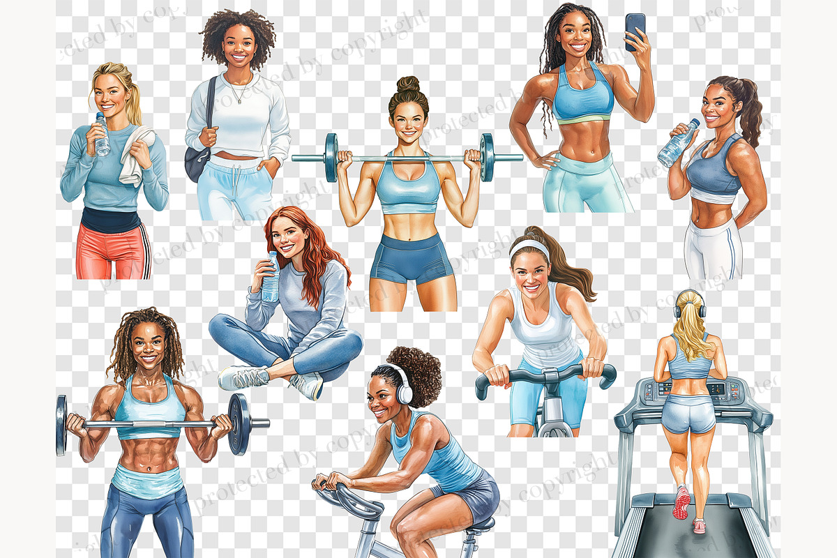 Fitness Girl Clipart Collection, a Sport Illustration by GlamArtZhanna (Photo 8 of 8)