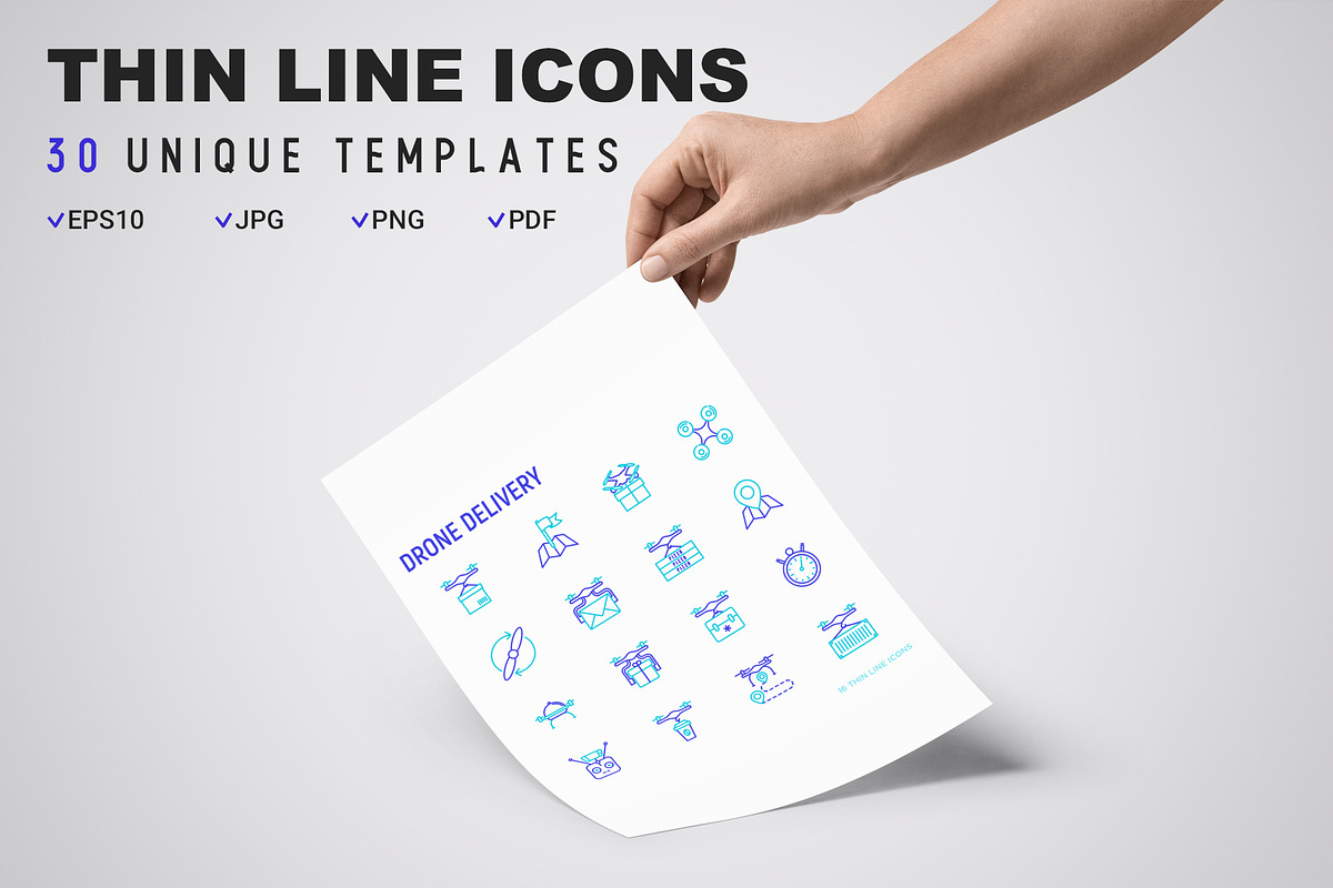 Drone Delivery Icons Set | Concept, an Outline Icon by Alex Blogoodf (Photo 2 of 11)