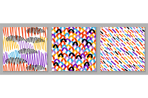 Set Colorful line doodle seamless, a Texture Illustration by Nenahliadava Design