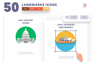 50 Landmarks Icons