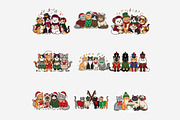 Christmas Cat Groups Clipart Bundle, a Seasonal Illustration by Tanya Kart (Thumbnail 8 of 10)