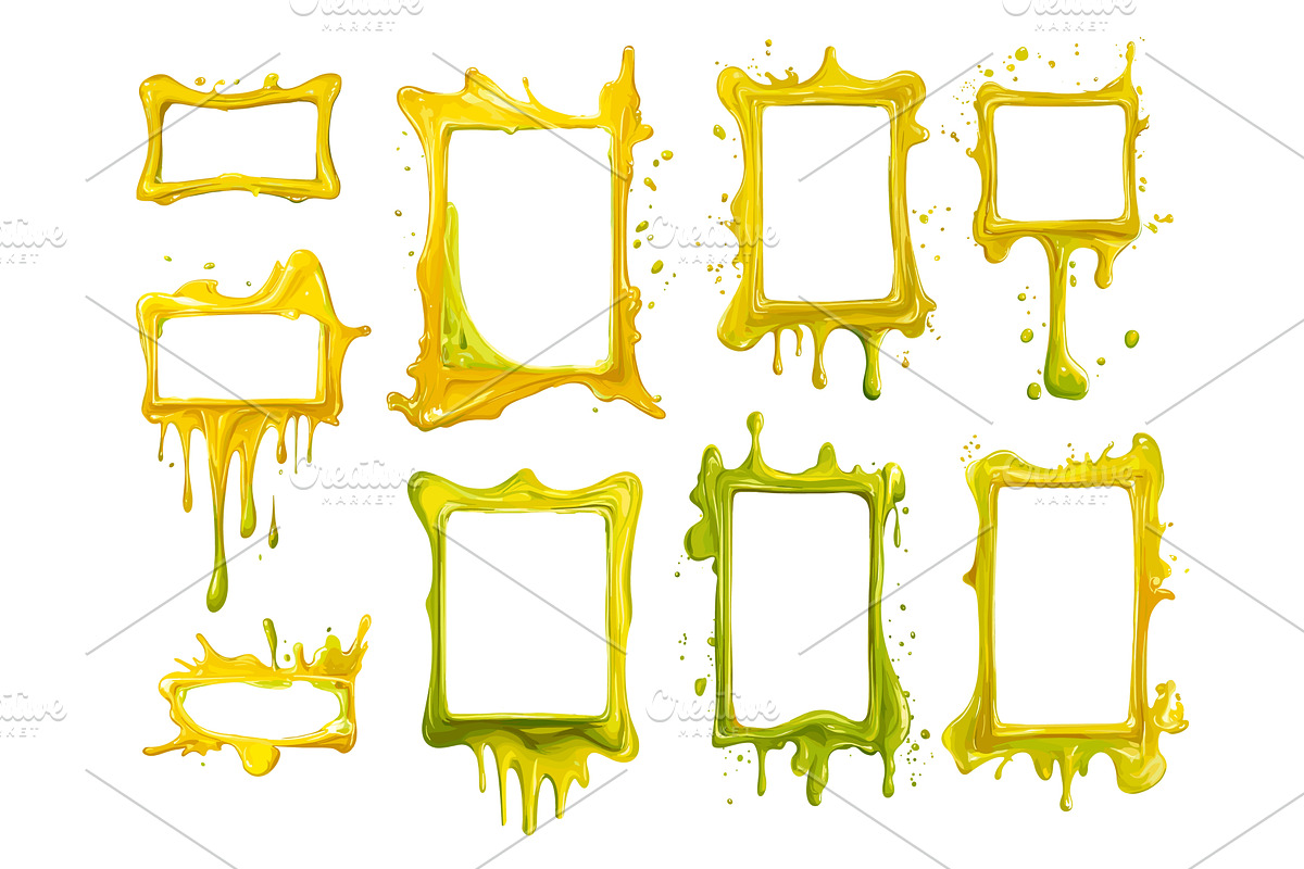 Cartoon acid green melting frames, an Illustration by Stock-Smart-Start
