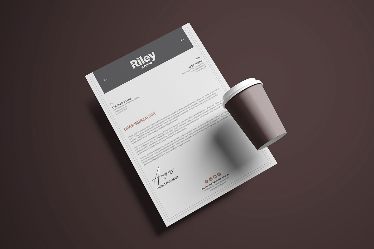 Clean Letterhead Word Template, a Stationery Template by AyshaCanvas (Photo 1 of 3)