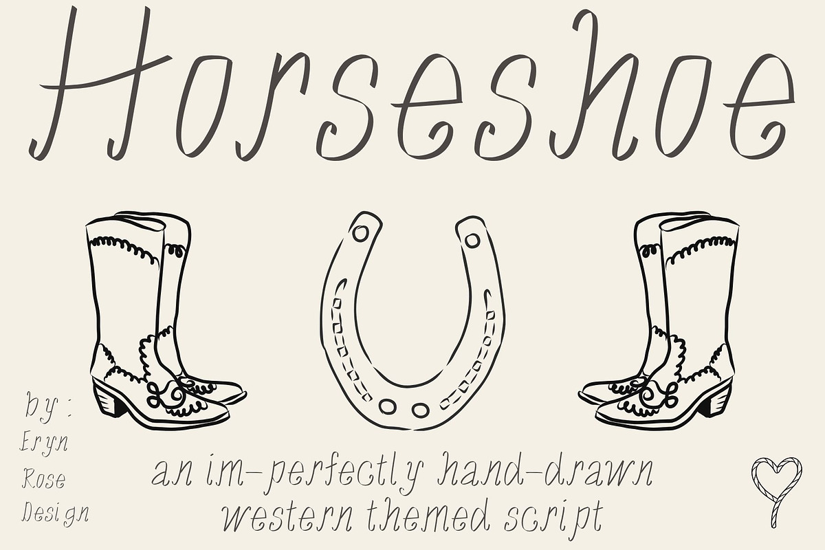 Horseshoe Thin, a western script, a Handwritten Font by Eryn Rose Design (Photo 1 of 14)