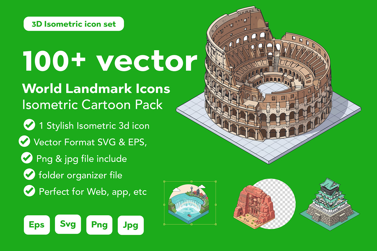 isometric  vector world land mark, an Object Illustration by Mongkees (Photo 1 of 7)