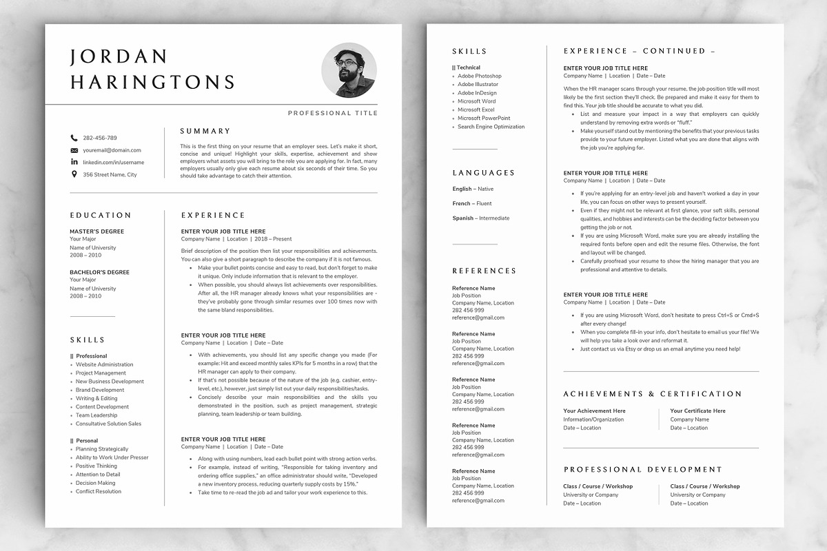 Resume/CV - The Jordan, a Resume Template by CreativeLandStudio (Photo 4 of 9)