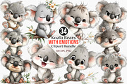 Koala Bears with Emotions Clipart, an Illustration by Canvas Craft (Thumbnail 1 of 8)