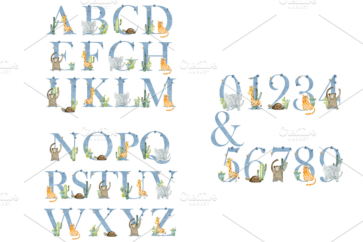 10 Watercolor Animal Alphabets., an Animal Illustration by TaPilipa (Photo 6 of 11)