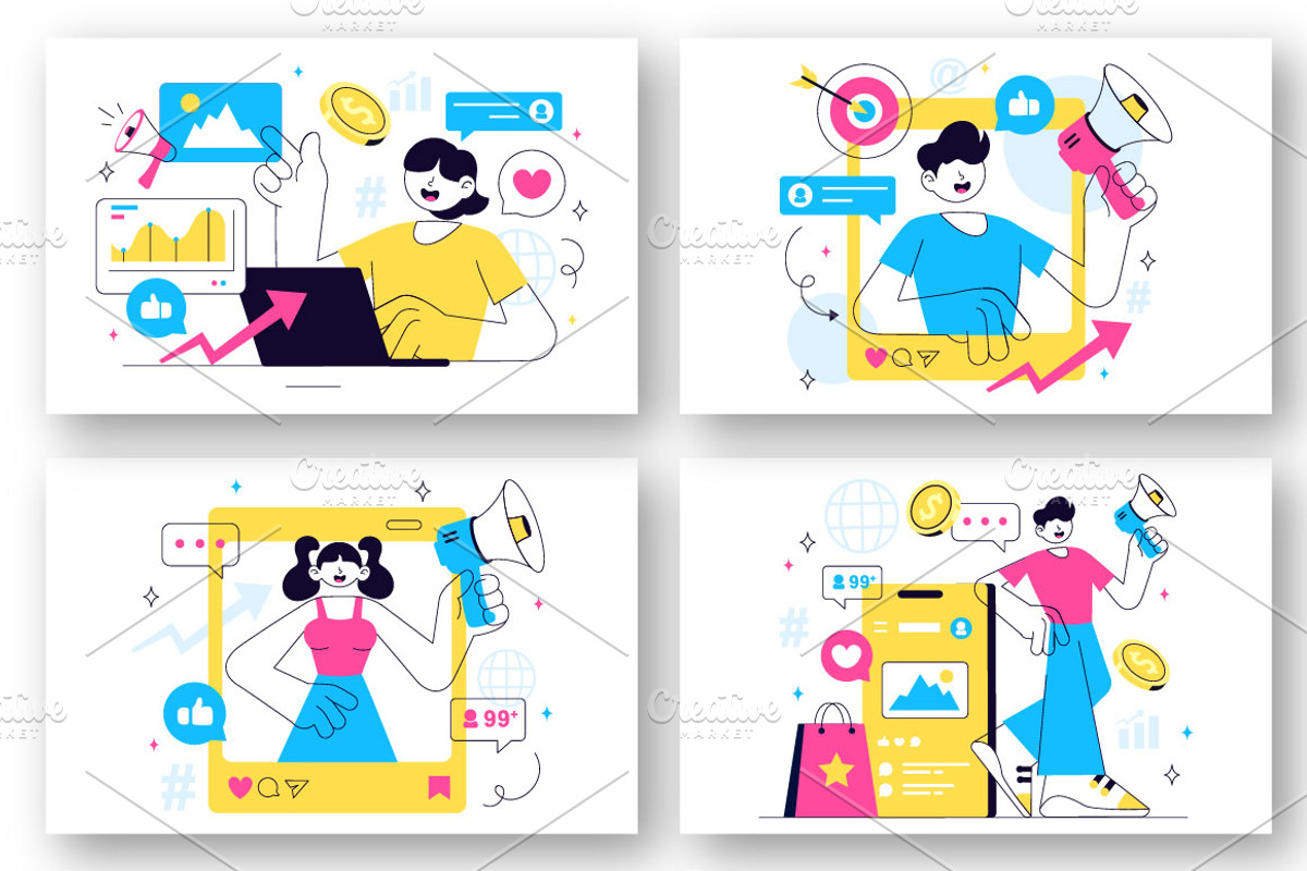 10 Influencer Marketing Illustration, a Person Illustration by denayunebgt (Photo 2 of 4)