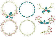 Retro Holly Christmas Clipart, an Illustration by Amanda Ilkov (Thumbnail 3 of 5)