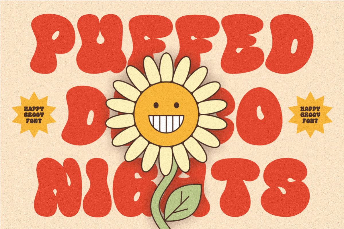 Happy Groov Layered Retro Font, a Font by PutraCetol Studio (Photo 4 of 5)